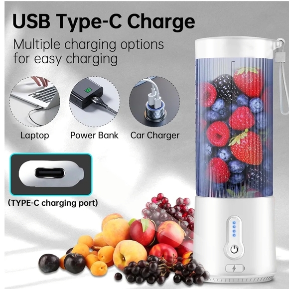 Portable Blender Personal Juicer USB Rechargeable 4000mAh Large Battery 6 Blades - Picture 3 of 6